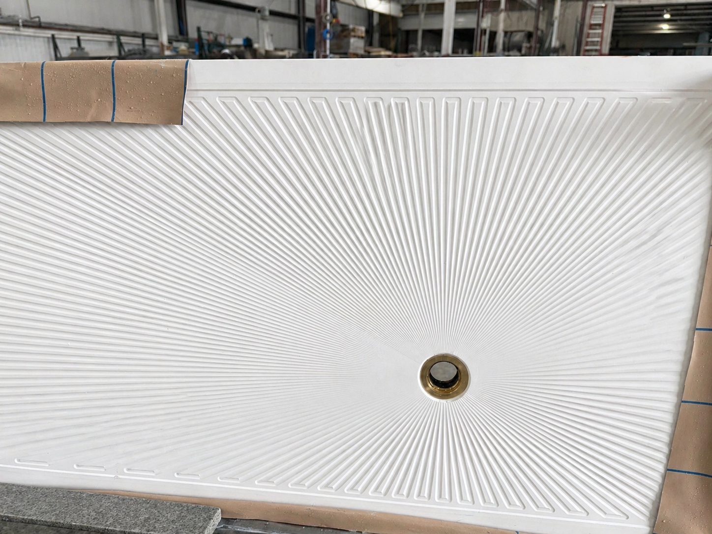 Hand inspection of quartz shower pan for quality