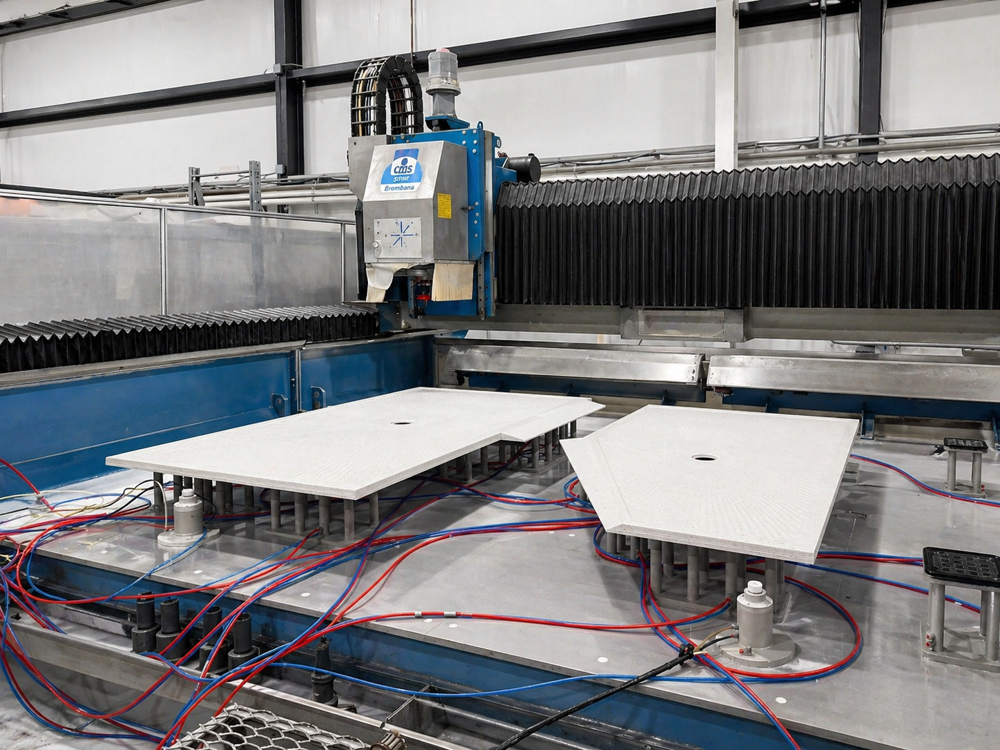 CNC fabrication of custom quartz shower pan